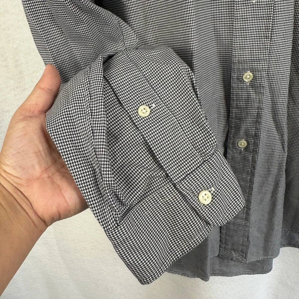 Polo Ralph Lauren Custom Fit Houndstooth Button Down Shirt Mens 17/43 Classic‎